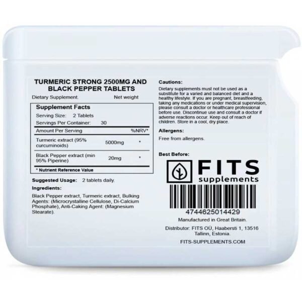 Fits – Turmeric 2500mg and Black Pepper 10mg tablets