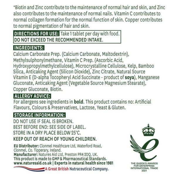 5023652214033-Natures-Aid-Hair-Skin-Nails-30tb-1.jpg Natures Aid – Hair, Skin and Nails Formula 30 tablets