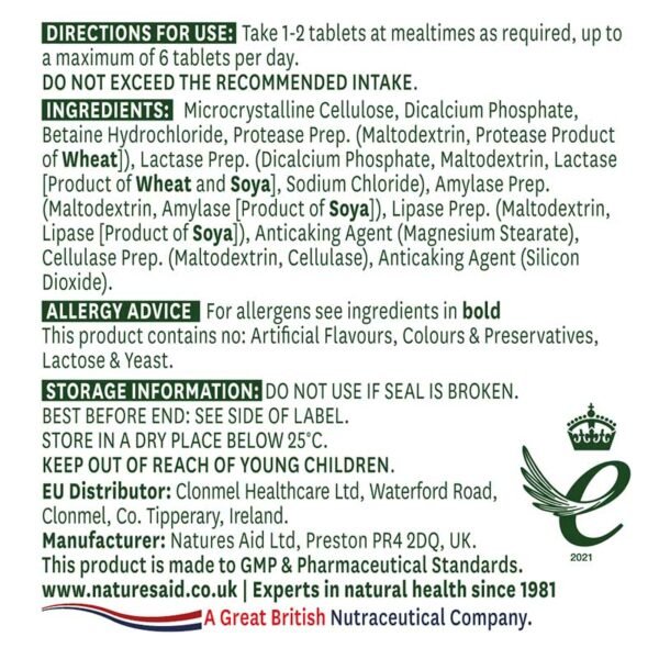 Natures Aid – Digestive Enzyme complex 60 tablets