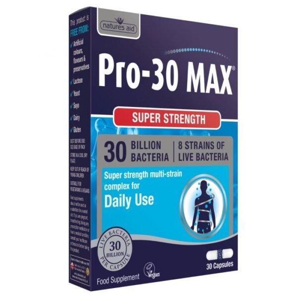 5023652363038-Natures-Aid-–-Pro-30-Max-Super-Strength-30-Billion-Bacteria-30-capsules.jpg Natures Aid – Pro-30 Max Super Strength (30 Billion Bacteria) 30 capsules
