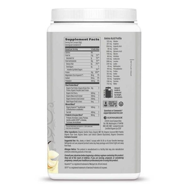 SunWarrior – Organic Active Protein (1 kg) – Vanilla