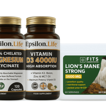 Epsilon.Life – Magnesium Glycinate + Vitamin D3 with K2, Zinc, Boron and MCT Oil + FS Lion's Mane Strong