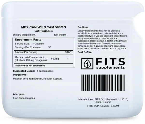 + Mexican Wild Yam 500mg 30 capsules