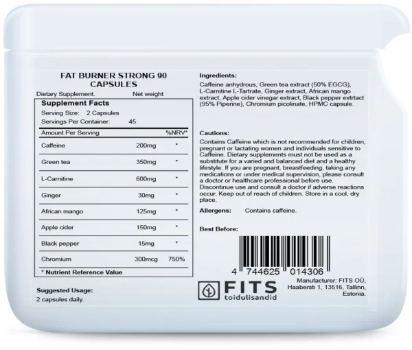 FITS Fat Burner Strong — supplement facts and ingredients