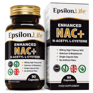Epsilon.Life NAC+ 600mg with selenium and molybdenum – 90 vegan capsules bottle